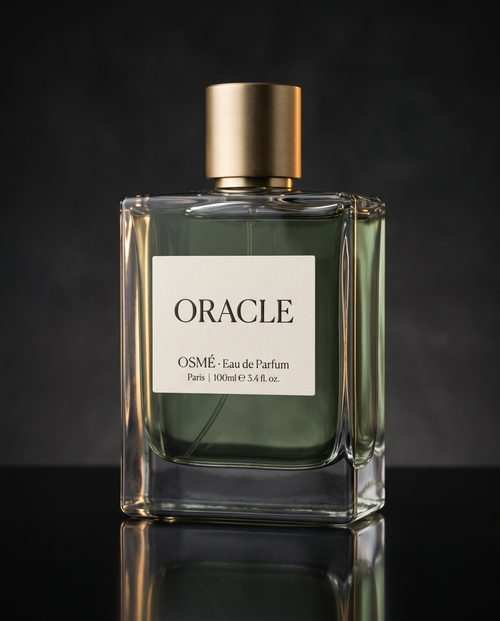 Oracle — Eau de Parfum, flakón v sage green